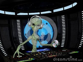 alien-dj-wearing-wireless-headphones-holding-cd-turntables-mixers-holograph-shows-approaching-34022101